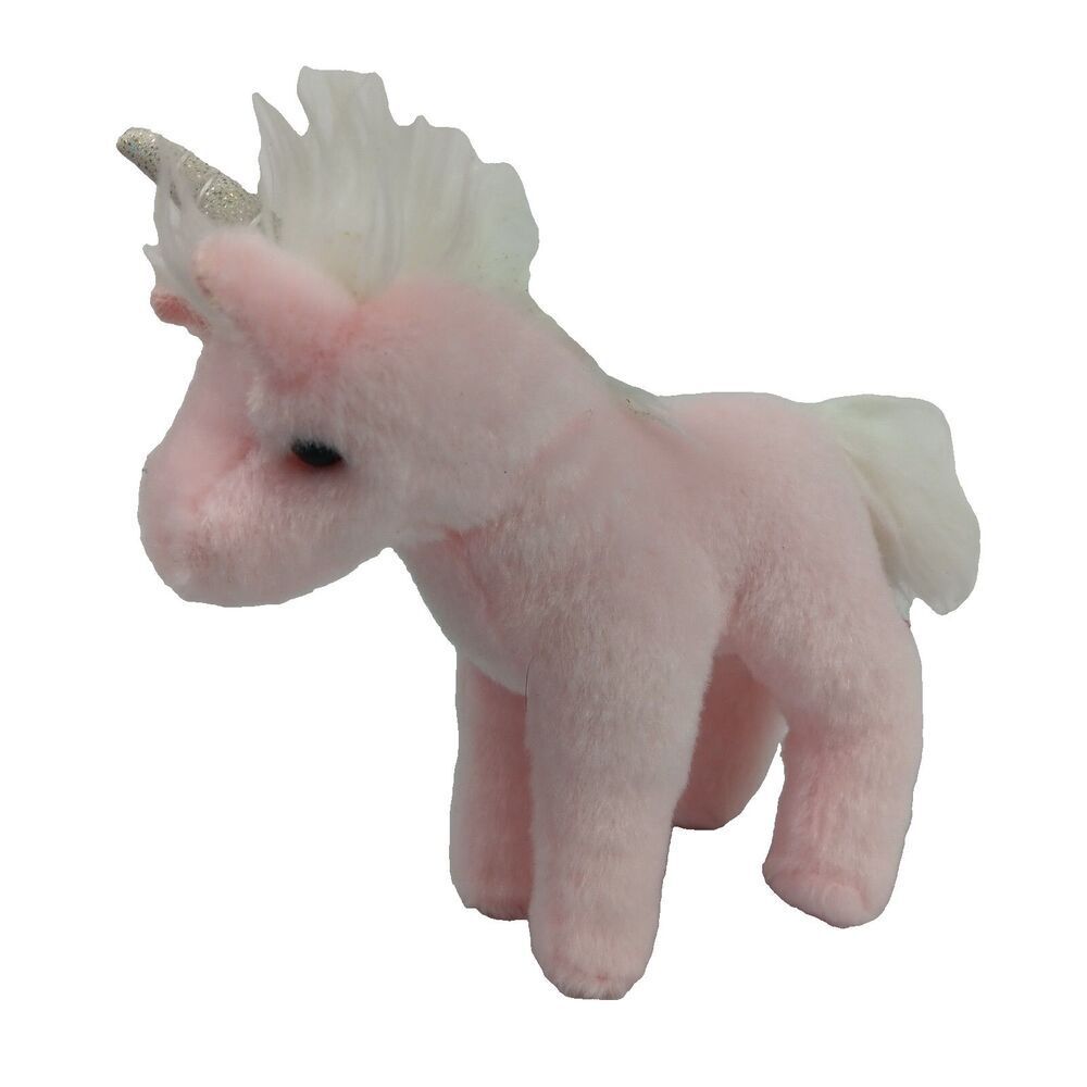 Douglas Unicorn 7 inch Plush Stuffed Animal Toy Light Pink White Silver Shimmer